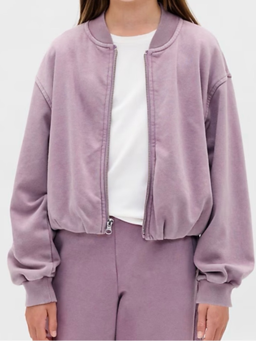 GAP Kids VintageSoft Bubble Bomber Jacket Mauve Size L (10)